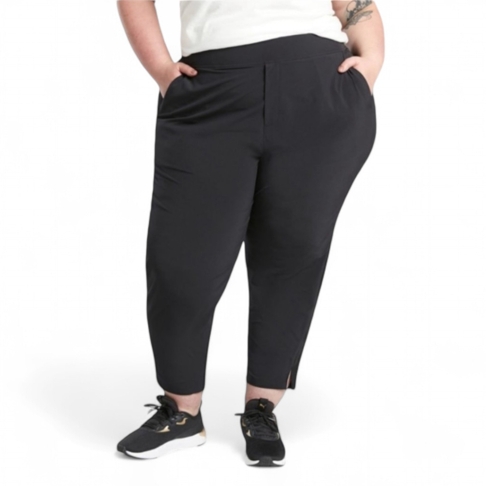 Athleta Brooklyn High Waist Ribbed Pull On Ankle Pant black Plus sz 26